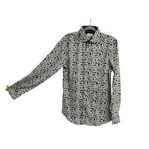 Tom Baine Shirt Men's Medium Slim Fit Black Halloween Stretch Long Sleeve